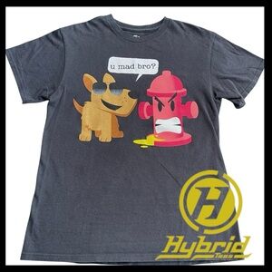 Hybrid Tees Black "U Mad Bro" Dog Fire Hydrant Graphic T-Shirt (M)